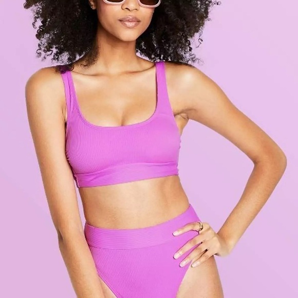 NWT Stoney Clover Lane purple Ribbed Bikini top - Picture 1 of 3